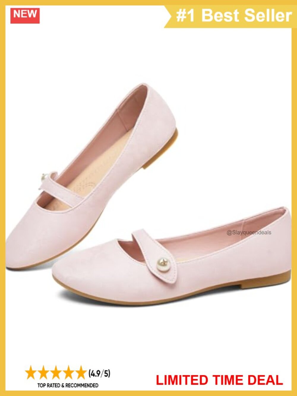 Floral Print Mary Jane Ballet Flats Faux Leather Comfort Slip-On Shoes